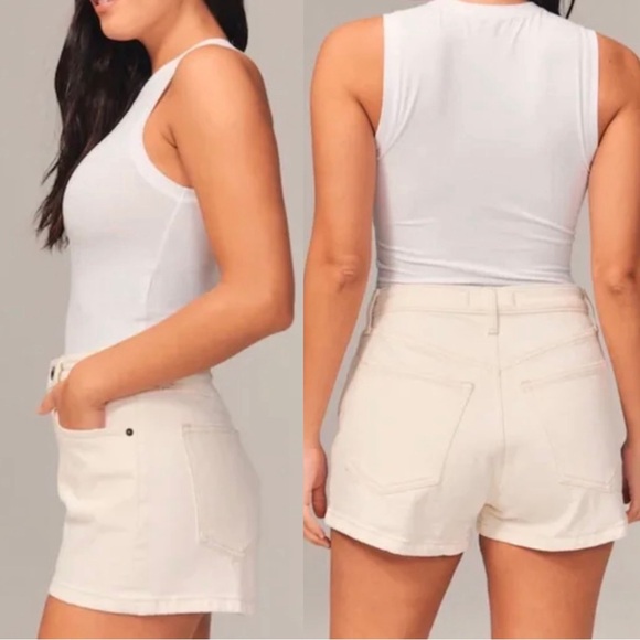 Abercrombie & Fitch “The Mom Short” White High Rise Size 25/0 - Picture 5 of 9